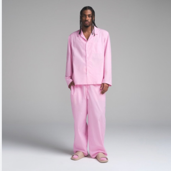SKIMS Other - Skims Pink Cotton Poplin Straight Leg Drawstring Waist Men's Pajama Pants XL